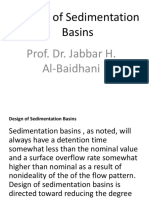 Design of Sedimentation Basins: Prof. Dr. Jabbar H. Al-Baidhani