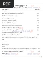 Computer Science Class 11 - Sultan Chand - ModelTestPaper2