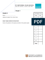 Math Paper Semester Exam 1 Grade 6: Pelita Hati National Plus School