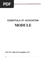 Essentials of Accounting: Prof: Mr. Allan Jay Evangelista, CPA