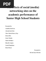 The Effects of Social (Media) Networking Sites On The Academic Performance of Senior High School Students