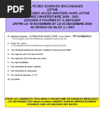 Acces Masters Hors Usthb 2020 PDF