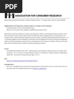 Association For Consumer Research: Lighting and Perceived Temperature: Energy-Saving Levers To Improve Store Evaluations?