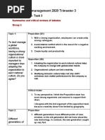 Principles of Management 2020 Trimester 3: Assessment 2 - Task 3