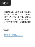 Gutenberg and The Social Media Revolution: An Inv Estigation of The World Where It Costs Nothing T O Distribute Information