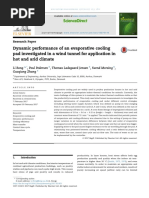 Dynamic Performance of An Evaporative Cooling Pad Investigated in A Wind Tunnel For Application in Hot and Arid Climate