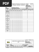 Registro de Limpieza y Desinfección