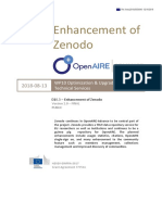 Enhancement of Zenodo: Wp10 Optimization & Upgrade of Openaire Technical Services