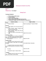 Kindergarten Detailed Lesson Plan: Week No. 4 Day No. 1 Date