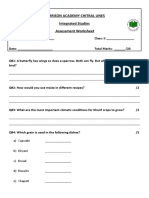 Garrison Academy Chitral Lines Integrated Studies Assessment Worksheet