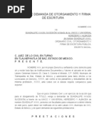 Modelo de Demanda de Otorgamiento y Firma de Escritura