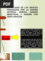 La Utilidad de Los Indicios Originados Por La Sangre Arterial Venosa, Sangre Menstrual y Sangre Por Desfloración