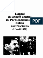 L'appel Du Comité Central Du Parti Communiste Italien Aux Fascistes (1er Août 1936)