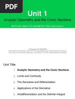 Unit 1: Analytic Geometry and The Conic Sections