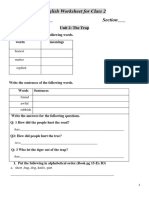 English Worksheet For Class 2 Name - Section