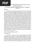 Health and Safety Management On Construction Sites in India Mohamed Nasheed N PG Student, Sri Krishna College of Technology, Coimbatore, Tamilnadu