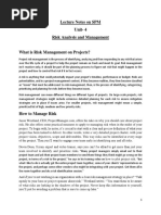 Lecture Notes On SPM Unit-4 Risk Analysis and Management