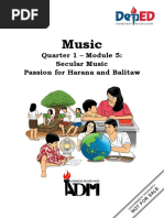 Music: Quarter 1 - Module 5: Secular Music Passion For Harana and Balitaw