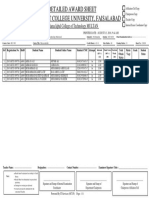 Detailed Award Sheet Government College University, Faisalabad