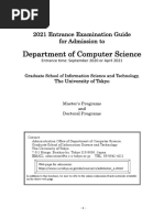 Department of Computer Science: 2021 Entrance Examination Guide For Admission To