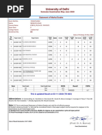 University of Delhi: Semester Examination May-June 2020 Statement of Marks/Grades