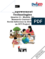 SDO - Navotas - ADMSHS - Emp - Tech - Q2 - M15 - Research Content For Social Advocacy in Developing An ICT Project - FV