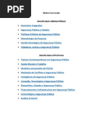 Matriz Curricular Mestrado em Segurança Publica e Cidadania