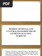 Sharing of Social and Cultural Backgrounds of Students As Acting Subjects