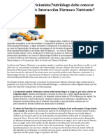 ARTICULO 1 ¿Por Qué Un Nutriologo Necesita Conocer de Interacción Farmaco-Nutriente