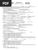 Summative Test in Mathematics 7 Q1