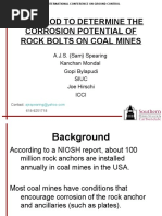 A Method To Determine The Corrosion Potential of Rock Bolts On Coal Mines