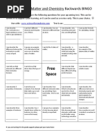 Chemistry Test Review-Bingo Card