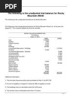 The Following Is The Unadjusted Trial Balance For Rocky Mountain