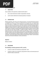 Experiment 7 Molecular Geometry 7.1 Objectives: SKU3073 Chemistry Semester 1 2020/2021