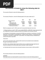 The Records of Kmeta Inc Show The Following Data For