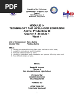 Module in Animal Production 10 Quarter 2 - Module 1 Week 1: Technology and Livelihood Education