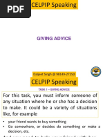 Celpip Task 1 TASK 1 - GIVING ADVICE