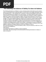 The Following Trial Balance of Oakley Co Does Not Balance PDF