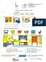 Where Is The Cat? Look and Write.: STARTERS - Grammar Prepositions of Place