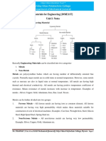 Viday Vikas Polytechnic College: Materials For Engineering (20ME11T) Unit I-Notes