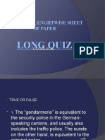 Long Quiz: Prepare Lenghtwise Sheet of Paper