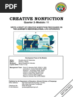 Cnfq2 - Mod11 - Write A Draft of Creative Nonfiction Piece Based On The Learner's Memorable Real-Life Experience