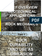 Brief Overview Geotechnical Applications OF Rock Mechanics