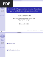 Chapitre 2: Programmation Linéaire, Résolution Par La Méthode Des Tableaux Du Simplexe