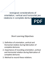 Biological Considerations of Orientation, Vertical and Horizontal Jaw Relations in Complete Denture-First Part