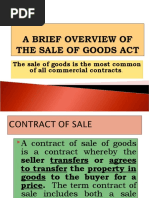 The Sale of Goods Is The Most Common of All Commercial Contracts