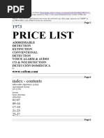 Price List: Index - Contents