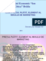 Pretul Platit Element Al Mixului de Marketing