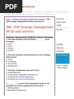 300+ TOP Strategic Management MCQs and Answers 2021 PDF