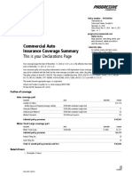 This Is Your Declarations Page Commercial Auto Insurance Coverage Summary